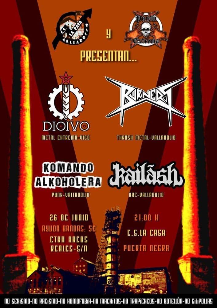 Imagen de Dioivo, Burners, Komando Alkoholera y Kailash (Metal y Punk)